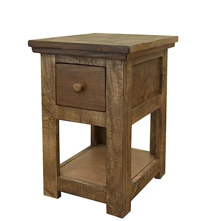 Rustic Chair Side Table with 1 Drawer